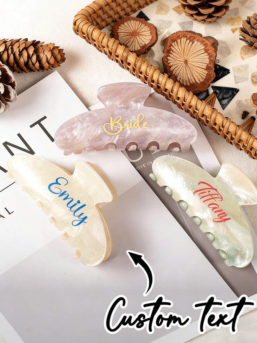 Kẹp tóc cá nhân hóa, Kẹp tóc cài đầu, Kẹp tóc dạng càng cua, Phụ kiện tóc, Kẹp tóc khắc tên theo yêu cầu, Kẹp tóc dạng càng cua, Quà tặng công chúa màu hồng, Kẹp tóc khắc tên theo yêu cầu, Kẹp tóc nơ cá nhân hóa, Phụ kiện tóc cho tiệc cưới - Nhiều màu - Xem 1