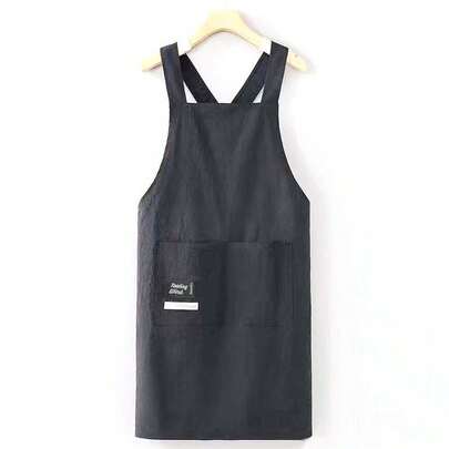 1개 블랙 크로스백 민소매 앞치마 방수 방유 얼룩 방지 내구성 있는 요리 앞치마 주방 요리 튀김 청소 음식 준비 의류를 깨끗하게 유지