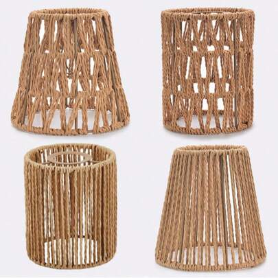 1pc Bohemian Style Rattan Pendant Light Shade - Handwoven Modern Rattan Hanging Lamp Shade - Farmhouse Ceiling Pendant Light Cover, Elegant Woven Paper Rope, Chic Decorative Lighting Suitable For Office Or Home, Ambient Lighting Modern Pendant Light Artistic Design