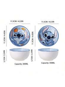 Disney 迪士尼史迪奇陶瓷饭碗卡通餐具套装，高品质礼盒包装，汤碗家用餐具套装 - 彩色 - 查看 9