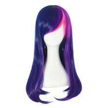 MapofBeauty 24"/60cm Side Bangs Stylish Long Great Wavy Curly Cos Party Wig Mixed Purple/Pink - 紫色/粉紅色混合 - 查看 6