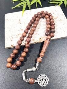 男女通用念珠手链，45颗10毫米树脂单串念珠手链，穆斯林念珠仿琥珀单串手链，简约中东日常情侣手链，男女通用单串念珠手链（TASBIH） - 彩色 - 查看 1