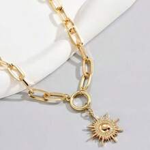 1 pièce Collier pendentif soleil vintage à la mode - Or jaune - Voir 4