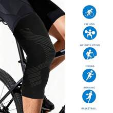 2 piezas Mangas de compresión de pierna completa de cobre para hombres y mujeres Soporte de rodilla largo para baloncesto, correr, entrenamiento, ciclismo, deporte - Negro - Ver 8