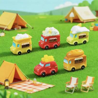 1件微景观创意卡通冰淇淋薯片食品车仿真DIY装饰配件桌面小摆件