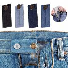 4pcs/Set Pants Extender Kit, Includes Pant Button Extender, Long Hook, Waist Elastic Adjuster And Belt Extender Hook, Metal Button Extender, Waist Expansion Elastic Belt, Practical Sewing Tools - Multicolor - View 2