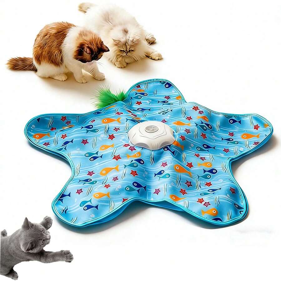 1pc 5-Pointed Star Interactive Rechargeable Cat Toy, 360° Movable Hidden Tassel Stick, 5 Hidden Seek & Find Motion Activated Toy, Intelligence Development Game, Indoor Exercise To Stimulate Hunting Instinct, Pet Supplies, Best Pet Gift - View 1