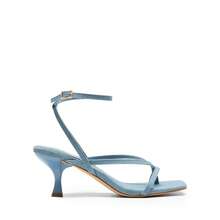 Women Kitten Heel Ankle Strap Thong Heeled Sandals, Fashion Open Toe Low Heel Summer Sandals For Casual Wearing And Wedding Party Formal Occasion - 藍色 - 查看 4