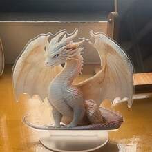 1pc Colorful Blue-Eyed Dragon Sculpture, Acrylic Fantasy Desktop Decor - Realistic Design With Vibrant Scales, Ideal For Home, Office And Outdoor Spaces, Perfect Valentine's Day Gift - Multicolor - View 3