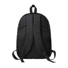 1pc Playful Japanese Cat Eating Ramen Backpack - Vibrant 2D Flat Print, Durable Fabric With Multiple Pockets, Adjustable Straps & Foldable Design For School, College, Professionals, Professional Accessory, Whimsical Style, Sturdy Construction, Zipper Closure, Anime Fans, 2D Flat, For Teenager - 黑色 - 查看 8