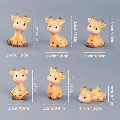 6件套迷你长颈鹿摆件，融合趣味设计、耐用结构和多功能性，将非洲大草原的温馨气息带入您的家中。