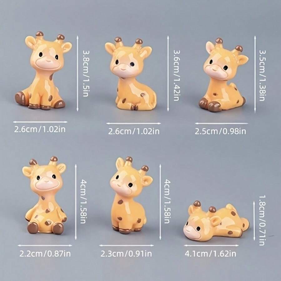 6件套迷你长颈鹿摆件，融合趣味设计、耐用结构和多功能性，将非洲大草原的温馨气息带入您的家中。 - A - 查看 1