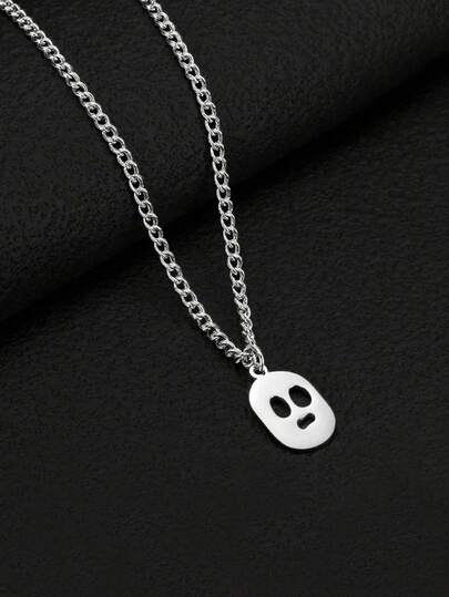 قلادة رجالية من الفضة من الفولاذ المقاوم للصدأ بتصميم جمجمة، قلادة مفرغة مع سلسلة كابل، مثالية للارتداء اليومي