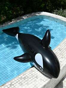 1pc Inflatable Water Playing Mount Inflatable Black Whale Float Type Summer Pool And Beach Float Party Perfect Summer Gift Swimming Pool Raft Recliner Floating Vacation Fun And Rest - Black - View 1