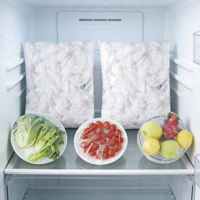 500 st återanvändbara matförvaringspåsar, extra stora och tjocka, vita matskydd, plastfolie, PE-plastpåsar, köksförvaring, hushållsplastförpackningar, livsmedelskontakt, förvaring av matrester 50/100/300/500 st