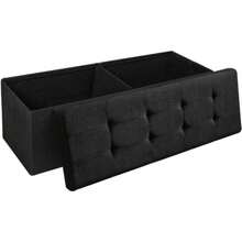43'' Storage Ottoman Bench - Foldable Storage Chest & Footrest Seat - Black - View 2