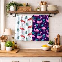 2/4/6pcs Flamingo Pattern Dish Towels, Super Absorbent Microfiber Modern Dish Cloths, Cooking And Baking Tea Towels, Cleaning Rags, Hand Towels, Soft And Highly Absorbent, Kitchen Decor, Gifts For Neighbors, Mothers, Birthdays, Housewarming For Friends, Kitchen Essentials, Daily Necessities - Multicolor - View 5