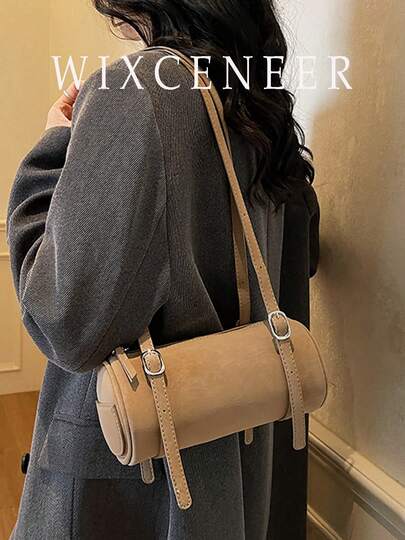 Vintage Matte Cylindrical Women's Handbag, New High-End Fashion Versatile Commuter Shoulder Crossbody Bag With Phone & Wallet