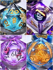 7 件树脂角色扮演游戏骰子套装 - 多面骰子，适用于桌游、角色扮演游戏和节日礼物（圣诞节/感恩节/斋月/复活节） - 彩色 - 查看 1