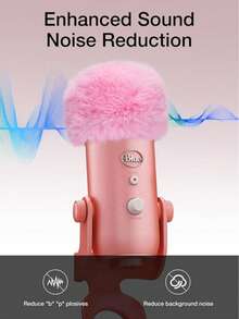 Blue Ye Ti Pop Filter - Microphone Cover, Furry Wind Muff, Mic Windscreen For SoloCast | Ye Ti | Nano | Fifine AM8 | Seiren / V3 Mini And More USB Mics, Pink - one-size - View 9
