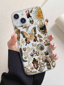1 件装拼贴风格日月蝴蝶图案全包覆式 TPU 手机壳，兼容 16/16Pro/16Plus/16ProMax、11/11Pro/11ProMax、12/12Pro/12ProMax、13/13Pro/13ProMax、14/14Plus/14Pro/14ProMax、15/15Pro/15Plus/15ProMax - 彩色 - 查看 2