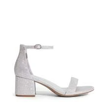 Women Chunky Low Heel Summer Sandals, Elegant Open Toe Ankle Strap Low Heeled Sandals For Causal And Wedding Party Wearing - 銀色 - 查看 4