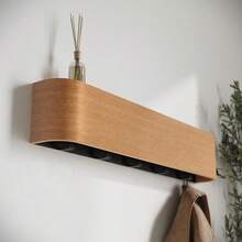 Modern Wall-Mounted Coat Rack With 5 Hidden Hooks, Wooden Surface Wall Mounted Storage Organizer - View 6
