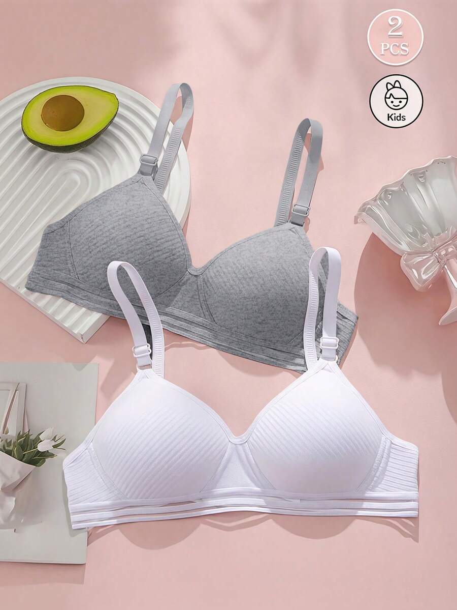 Set de 2 sujetadores para niñas y adolescentes, cómodos y transpirables con acolchado, adecuados para edades de 13 a 16 años - Multicolor - Ver 1