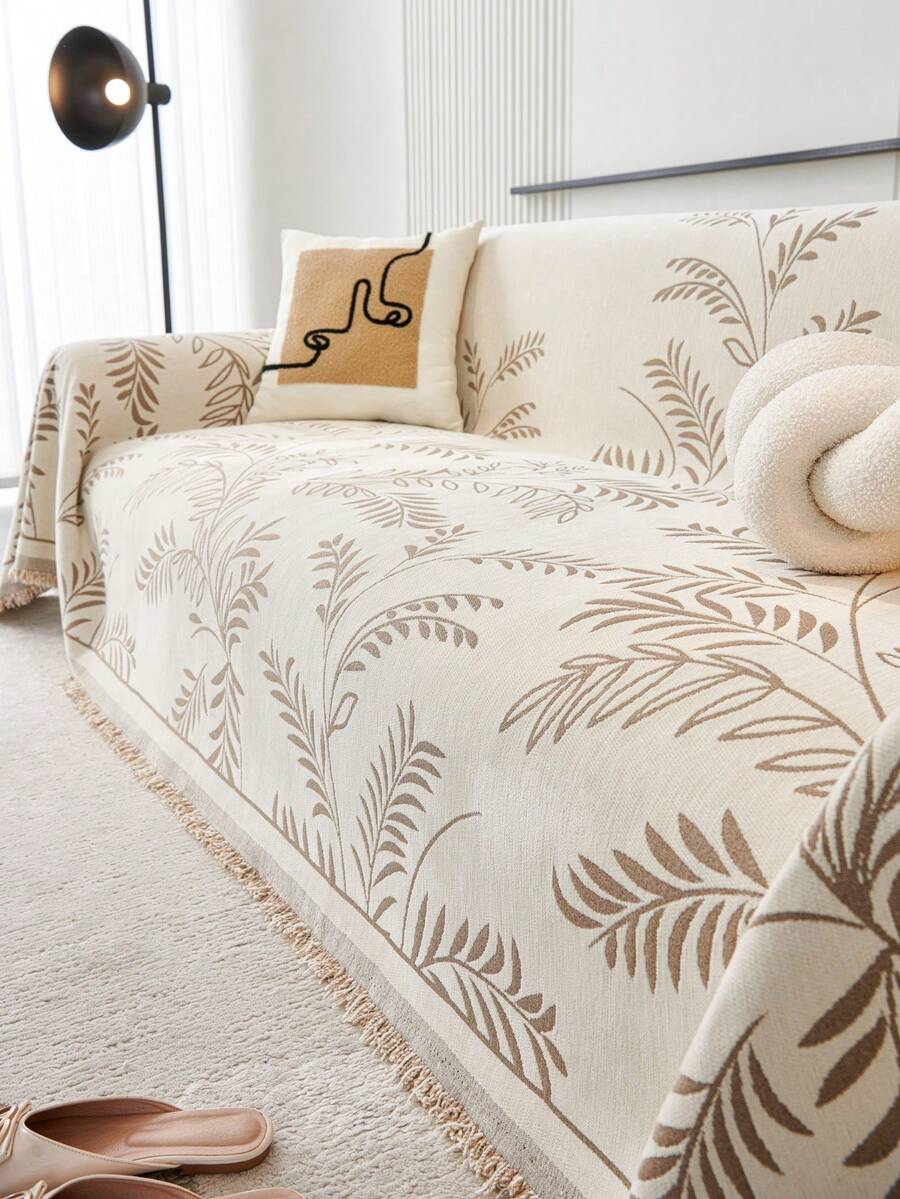 1pc Chenille Tassel Sofa Cover, Anti-Slip, Dust-Proof, Anti-Scratch, Decorative Sofa Protector, Suitable For Living Room, Bedroom, Office, Car, Outdoor, Fits Single/Double/Three/Four-Seater Sofa, L-Shaped Sofa, All Seasons