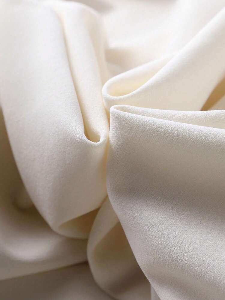 Elegant Minimalist Fashion Casual Retro Flared Short Sleeve Solid Color Pleated Zipper Women's Long Dress, Suitable For Evening Party, Holiday, School, Office, Beach, Summer - Apricot - View 9
