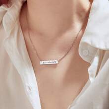 1 Pc Custom Name Bar Necklace Engraved Letter Stainless Steel Jewelry - Multicolor - View 5