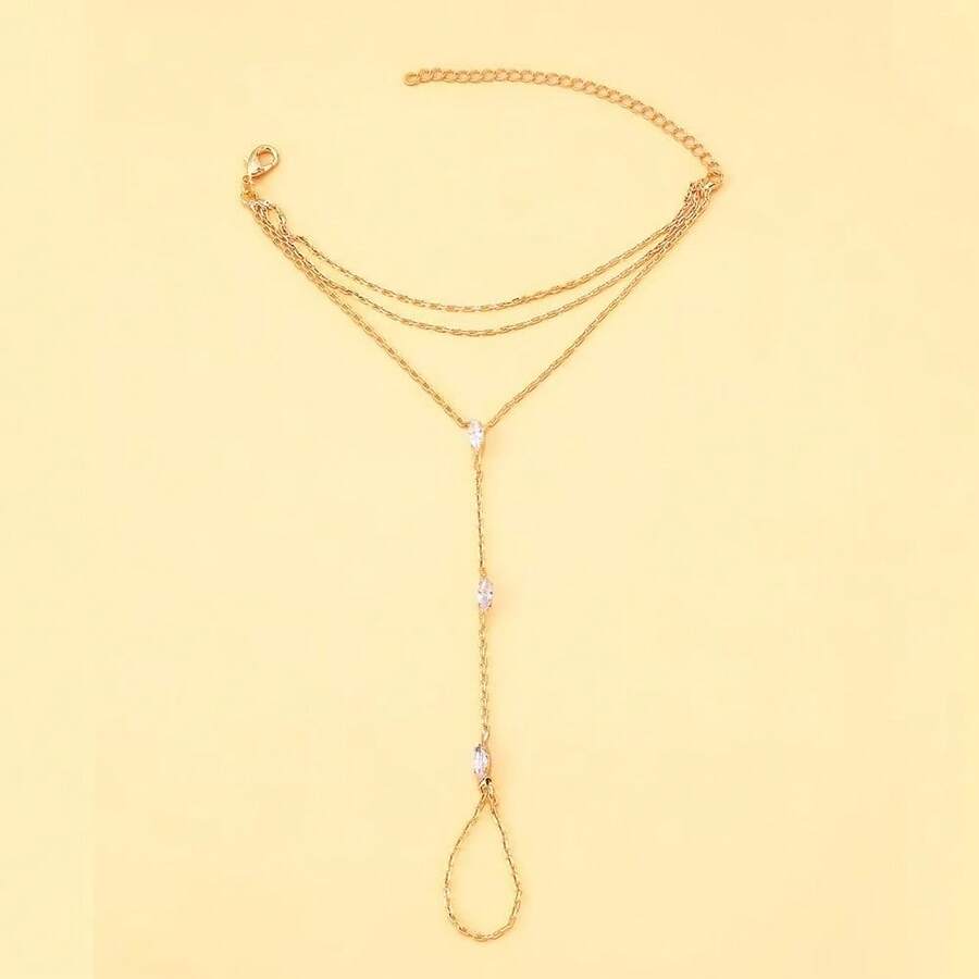Nuevo brazalete de cadena de dedo multicapa de circonita, accesorios de joyería sexy de playa para mujeres - Pulsera - Ver 1