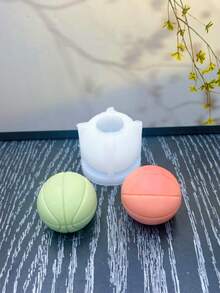 1pc New Basketball Shaped Silicone Candle Mold - Football DIY Plaster And Resin Crafts, Reusable Home Decor Art Mold - A-White - View 3