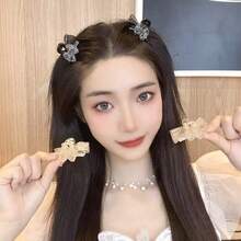 2pcs Double-Sided Princess Bow Hair Clips, Whether For Daily Outings, Campus Outfits, Or Party/Holiday Styles, They Can Add A Sweet And Lively Touch To Your Hairstyle, Full Of Girlish Charm - Multicolor - View 3