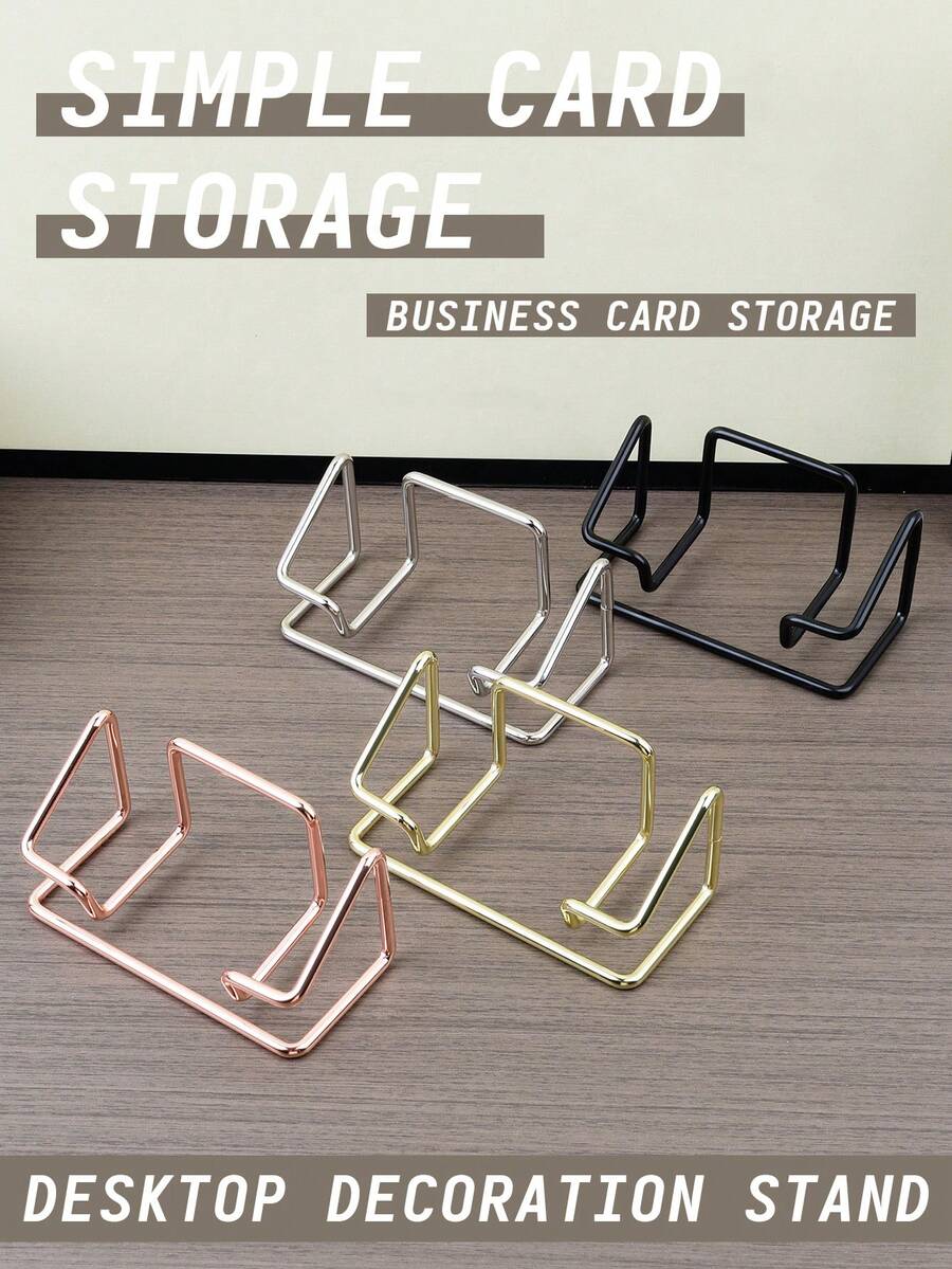 1个名片夹，创意金属简约现代展示收纳架，办公桌便签盒卡片夹 - 多色 - 查看 1