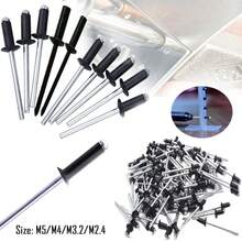 50pcs Aluminum Alloy Blind Rivets Rivets Dome Head Open End Black M2.4 /3.2/4/5 - Black Aluminum Rivets - View 2