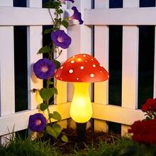 户外仿真蘑菇太阳能灯 8/12/20 LED灯 8种照明模式 花园草坪露台节日派对装饰 - 暖白光 - 查看 8