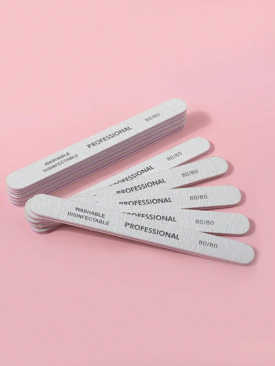 5/10pcs 80/80 Grit Straight Nail File, Professional Nail Care - Multicolor - View 1