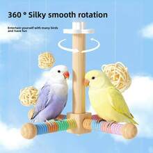 鹦鹉旋转栖架，鸟笼悬挂式益智互动咀嚼磨爪玩具 - 查看 2