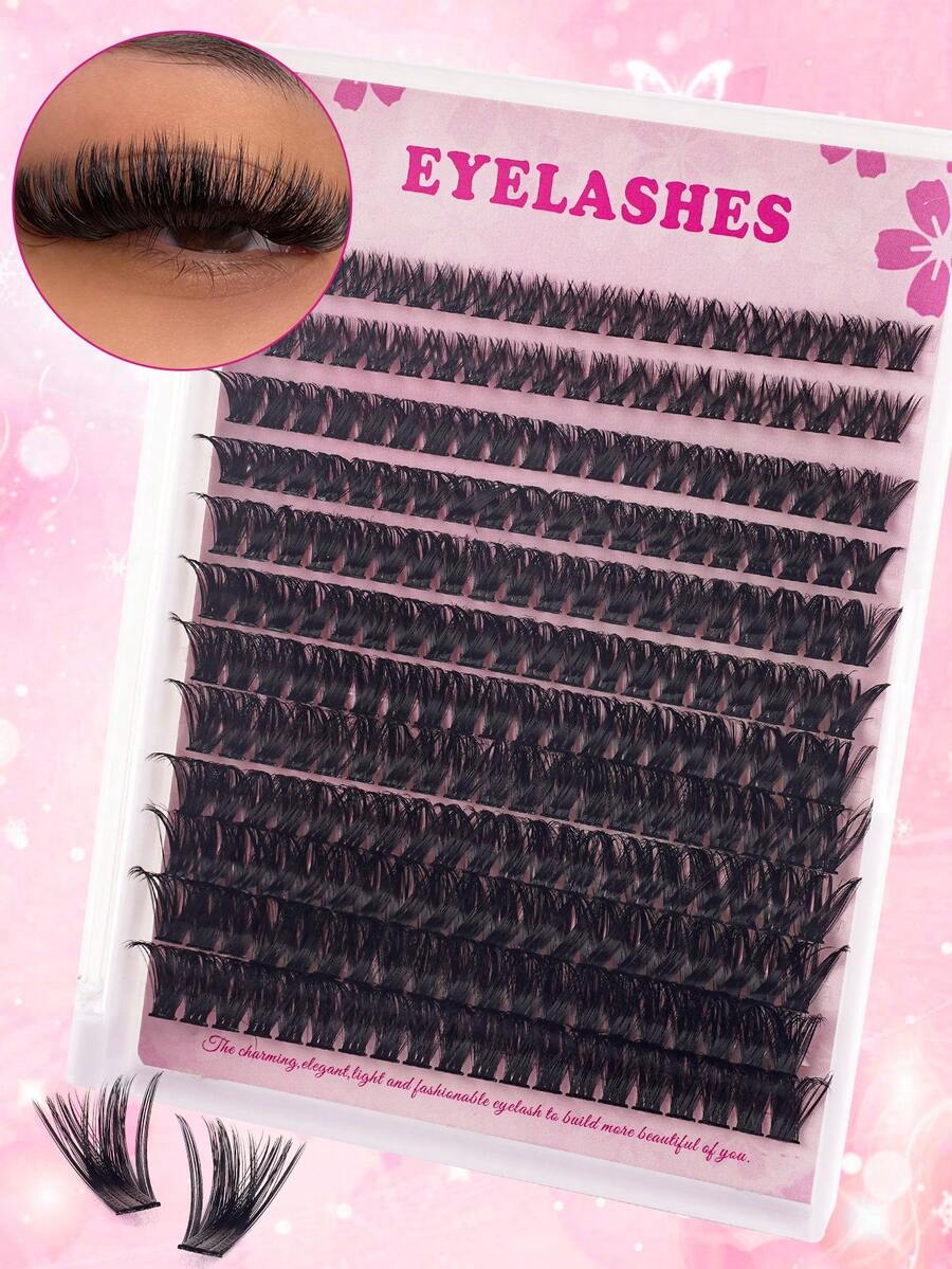 Racimos de pestañas - Extensiones de pestañas de volumen con púas - 228 piezas de 10-18 mm 100D resistentes al agua pestañas individuales para un aspecto dramático y estilos personalizables - D - Ver 1