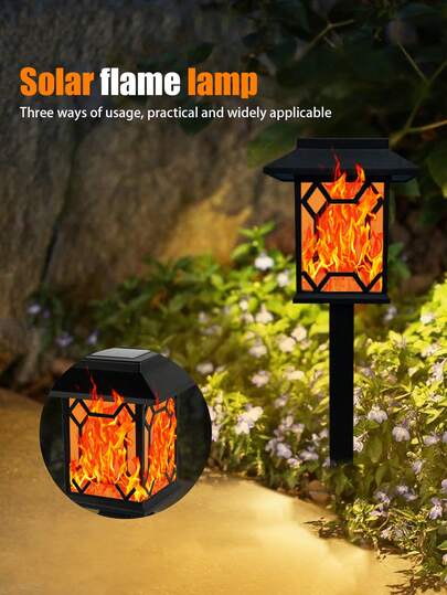 2/4个太阳能火焰灯，太阳能路径灯，户外太阳能庭院灯，太阳能草坪灯，3种使用模式，适用于户外装饰 - 可用于人行道、小径、庭院、草坪、车道和其他景观的太阳能灯