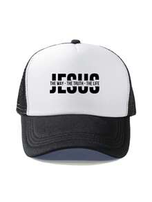 1件装时尚海绵帽，印有耶稣字母，成人卡车司机帽、棒球帽、钓鱼帽，趣味礼物帽，男女皆宜，春夏款 - 彩色 - 查看 7