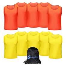 10pcs Soccer Training Bibs Scrimmage Vest Set Team Practice Pinnies For Youth & Adults - Multicolor - View 3