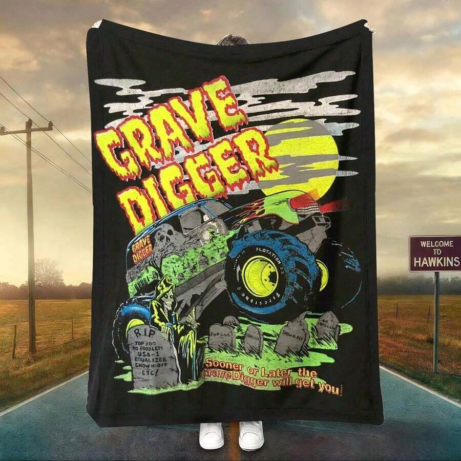 1PC 3D Monster Jam Monster Truck Cartoon Blanket, Edgy Gift For Motorsports Fans, Themed Man Cave Decor, Retro Sci-Fi Party Accent & Race Day Souvenir,Soft Throw Blanket For Home Bedroom Bed Sofa Picnic Travel Office Cover Blanket, Multiple Sizes 50x60 To 60x80 Inches - Nhiều màu 26 - Xem 1