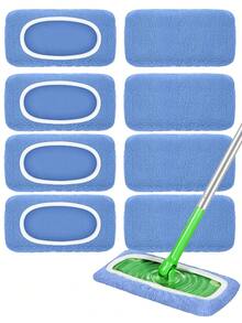 Almohadillas reutilizables para trapeador, cubiertas de trapeador plano de uso en seco y húmedo, adecuadas para la limpieza de pisos de madera dura: duraderas, alta absorción, adecuadas para limpieza en seco y húmedo, compatibles con la mayoría de los trapeadores planos, cabezal de trapeador no incluido, herramienta eficiente para el cuidado del piso | Superficie detallada | Material de alta absorción - Multicolor - Ver 9