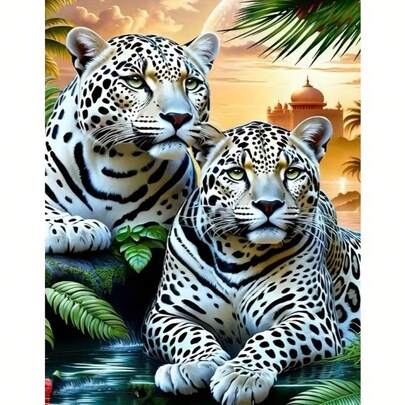 1pc [30*40cm/11.8*15.7in]5D Acrylic Diamond Painting Kit, Cheetah Pattern, Suitable For Adult Beginners DIY Mosaic Diamond Art, Full Drill Handmade DIY Diamond Painting, Suitable For Living Room, Bedroom, Office Wall Decor Painting, Surprise Art Home Decor Gift For Family And Friends, Frameless
