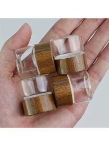 3 piezas Tarros de almacenamiento de vidrio, Organización del hogar, Almacenamiento de cocina, Recipientes, Material de vidrio, Tarros de almacenamiento de granos de café, Tapas de bambú, Botellas de vidrio transparente mini adecuadas para viajes, picnics, campamentos, Recipientes portátiles de cocina - Caqui - Ver 2