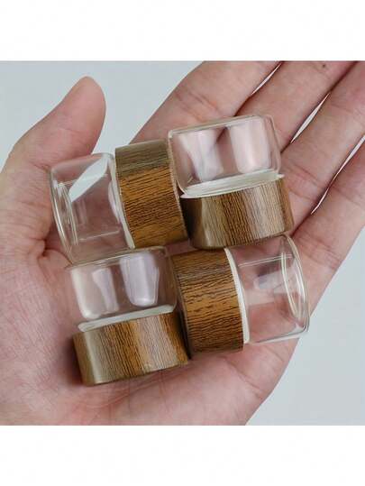 3pcs Glass Storage Jars, Coffee Bean Canister, Kitchen Storage, Bamboo Lid Mini Transparent Glass Bottles Suitable For Travel, Picnic, Camping, Kitchen Portable Containers