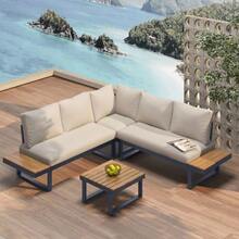 Outdoor Table & Chair Sets - Beige+Grey - View 1