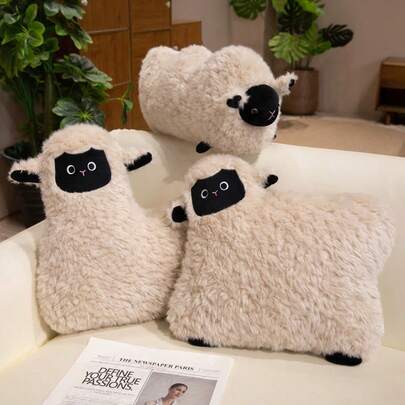 1pc Cute Plush Sheep Throw Pillow, Soft Sheep Pillow For Girls And Boys, Decorative Fluffy Sheep Pillow Cushion For Bed And Sofa